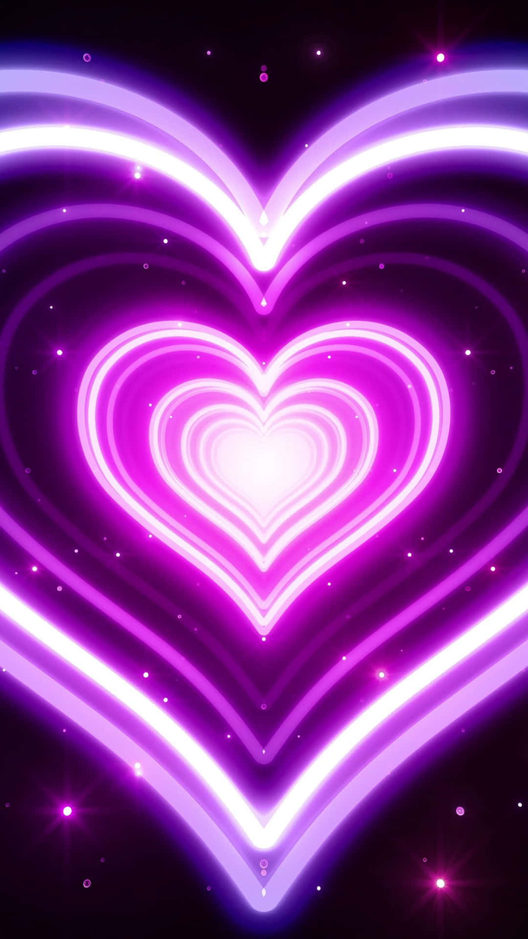 Purple Galaxy Neon Hearts Pattern Portrait Background