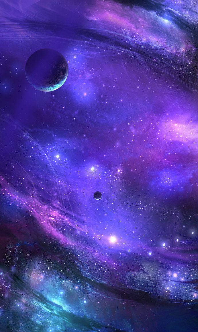 Purple Galaxy Space Planets And Stars Iphone Background