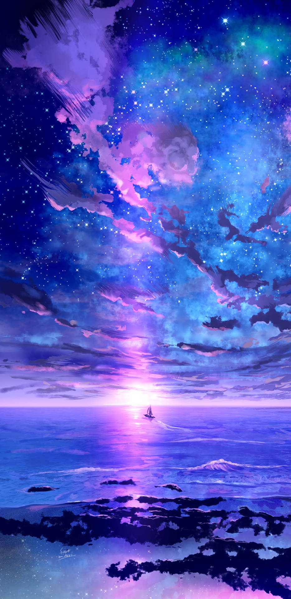 Purple Galaxy Sunset Sky