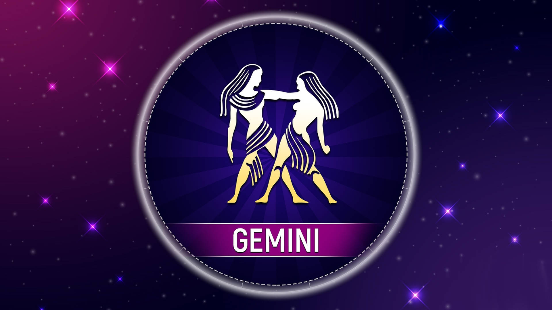 Purple Gemini Zodiac Emblem Background