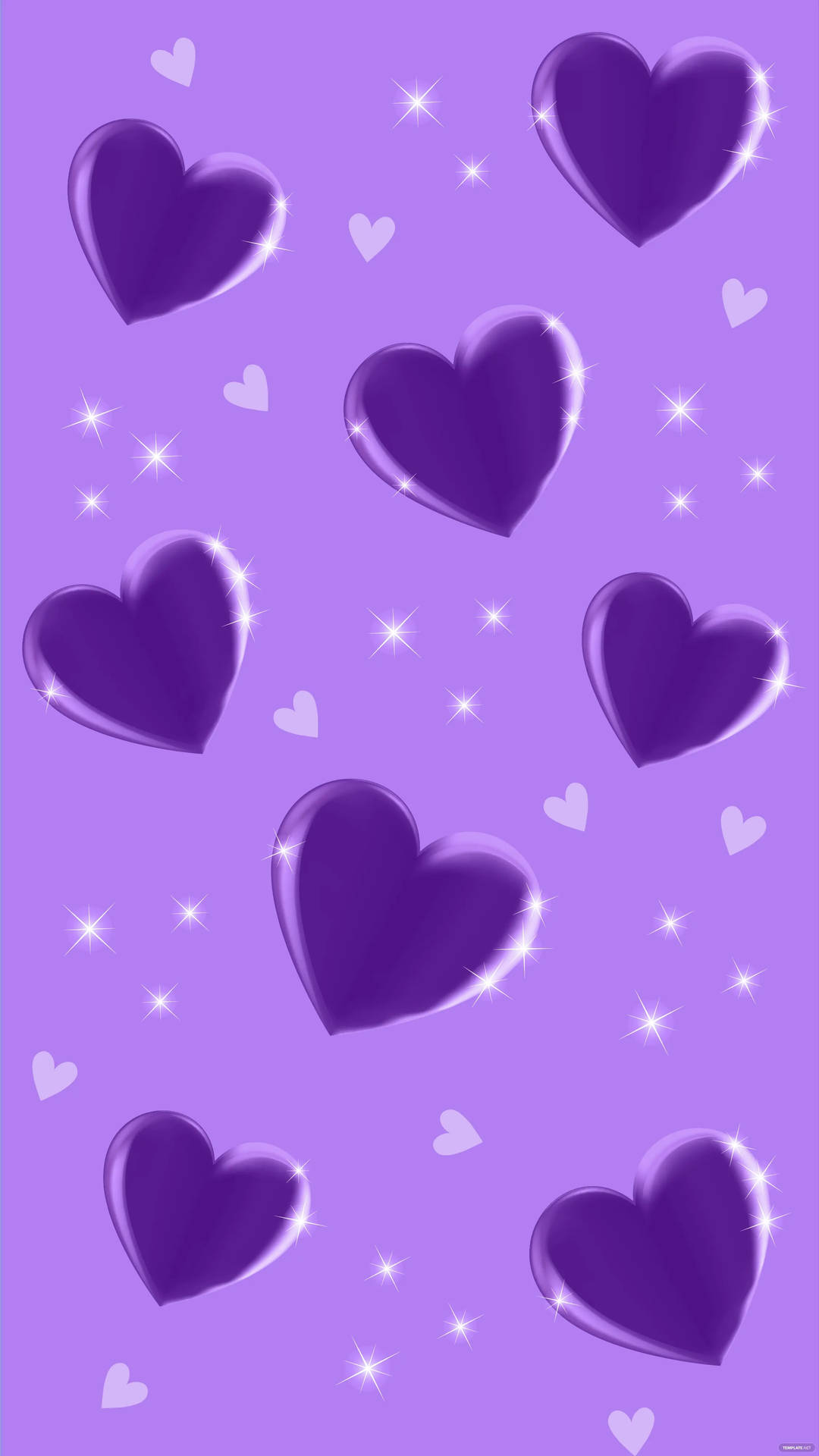 Purple Glitter Heart And White Heart