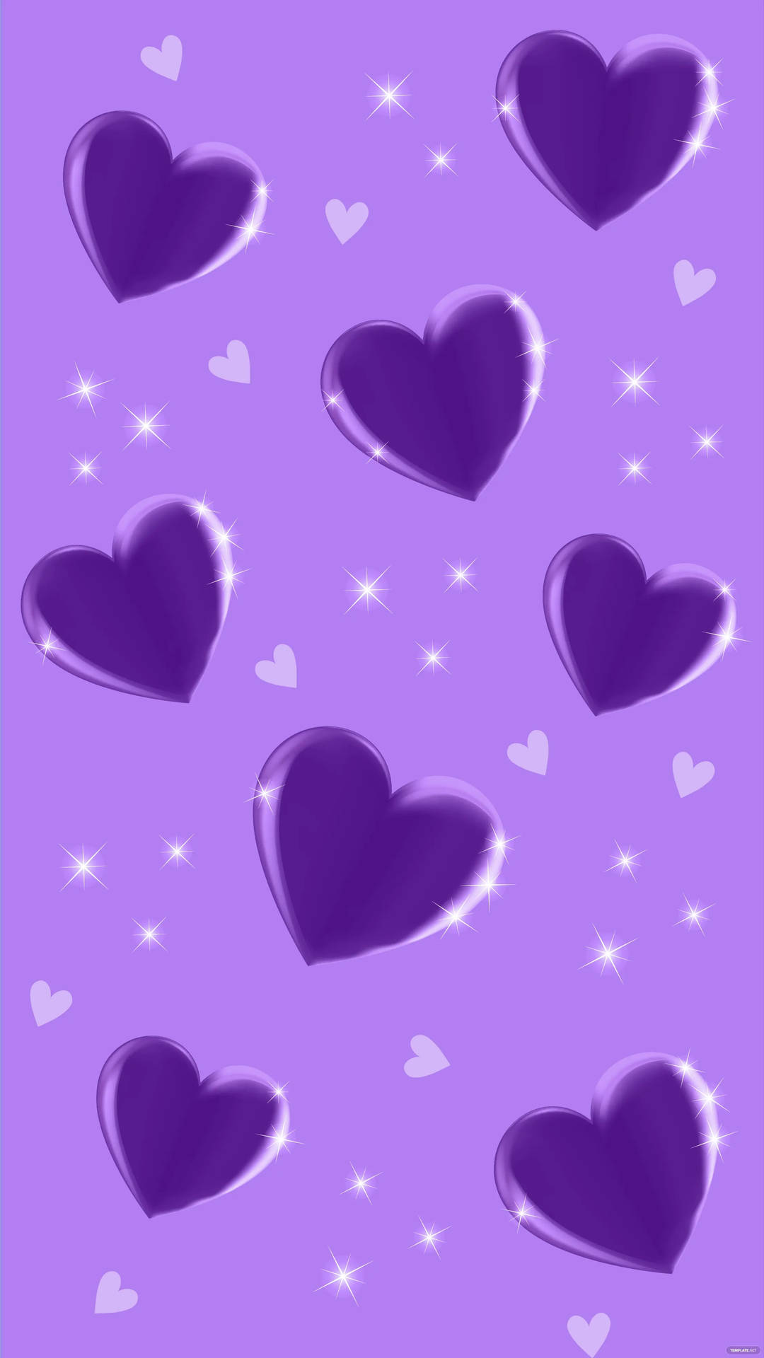 Purple Glitter Heart And White Heart Background