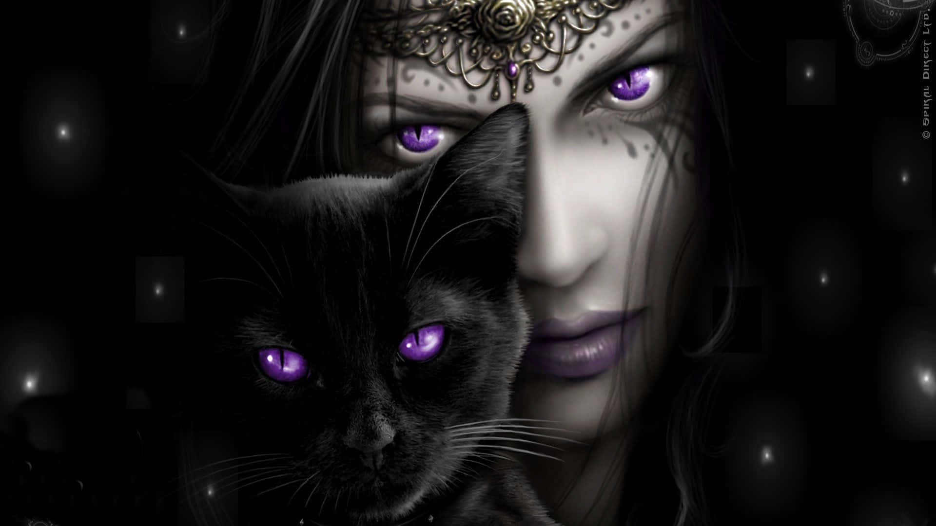 Purple Gothic Girl Cat Eyes Background