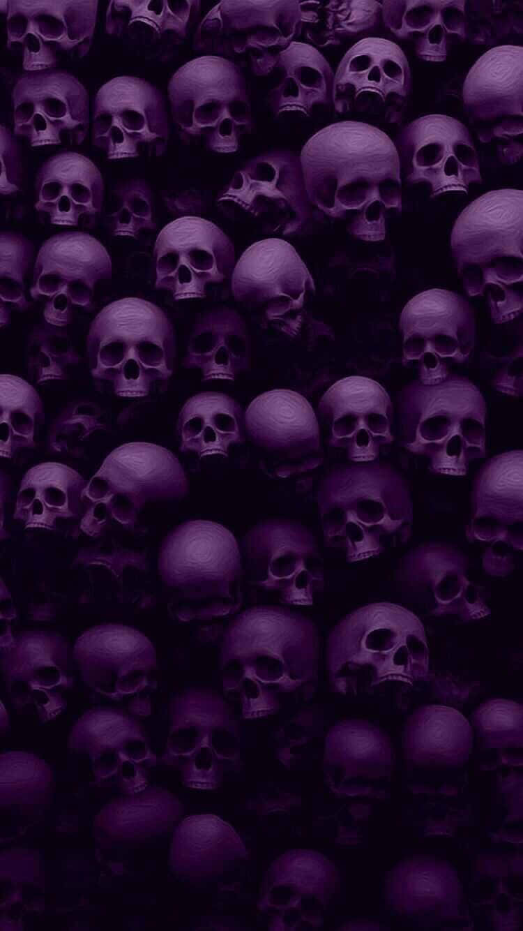 Purple Gothic Skeleton Heads Background