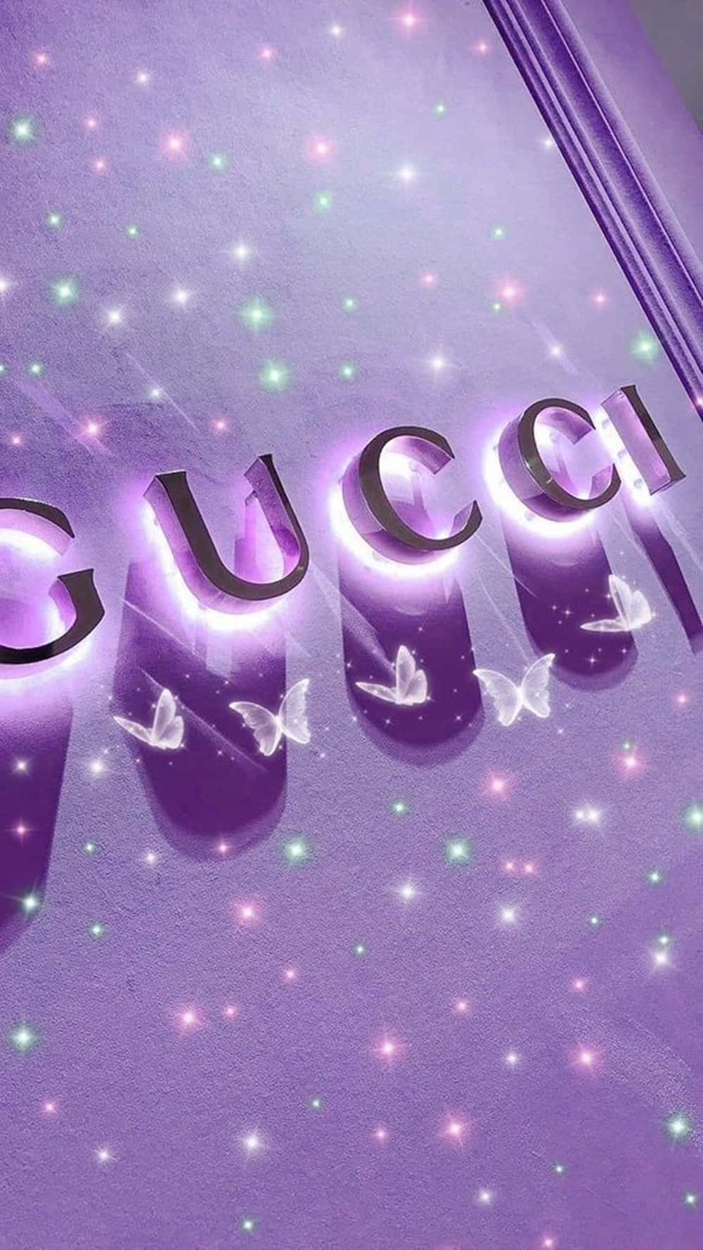 Purple Gucci Butterflies Wordmark