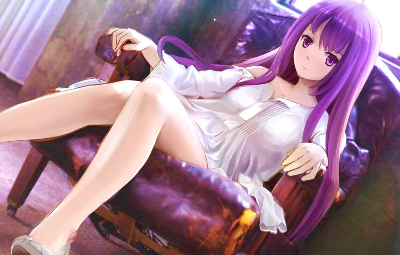 Purple Haired Anime Girl Relaxing