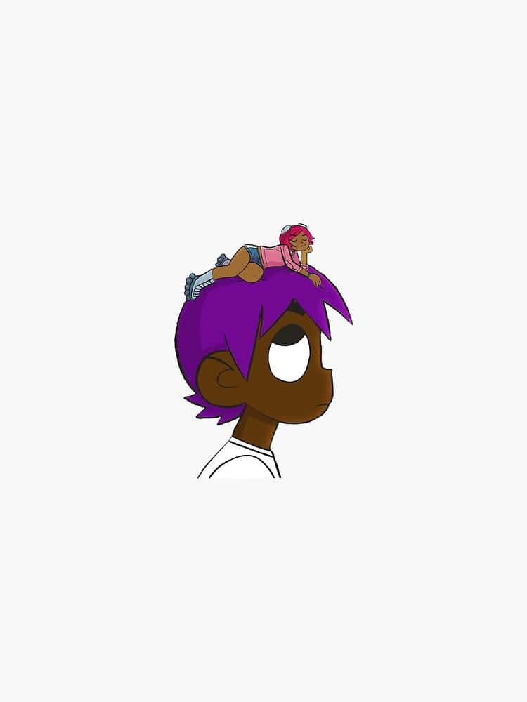 Purple-haired Lil Uzi Cartoon Character Background