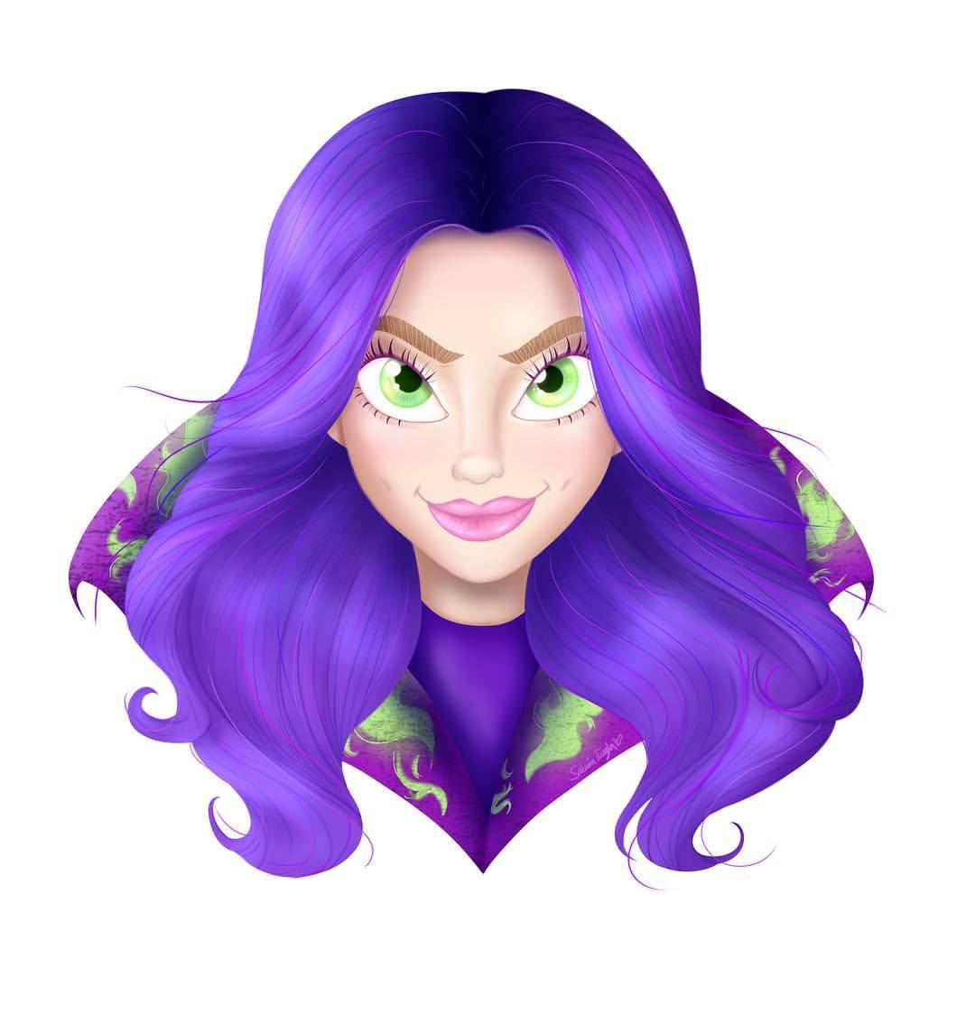 Purple-haired Mal Descendants Art Background