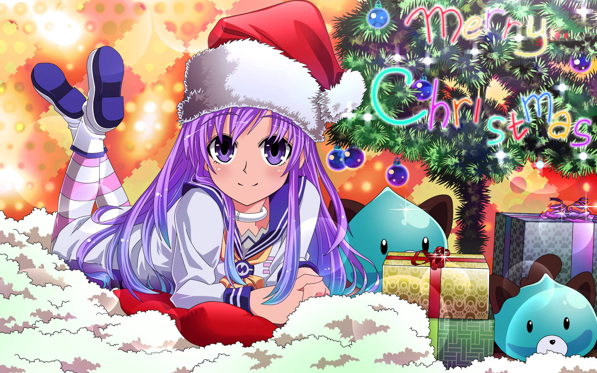 Purple Heart Anime Christmas Background