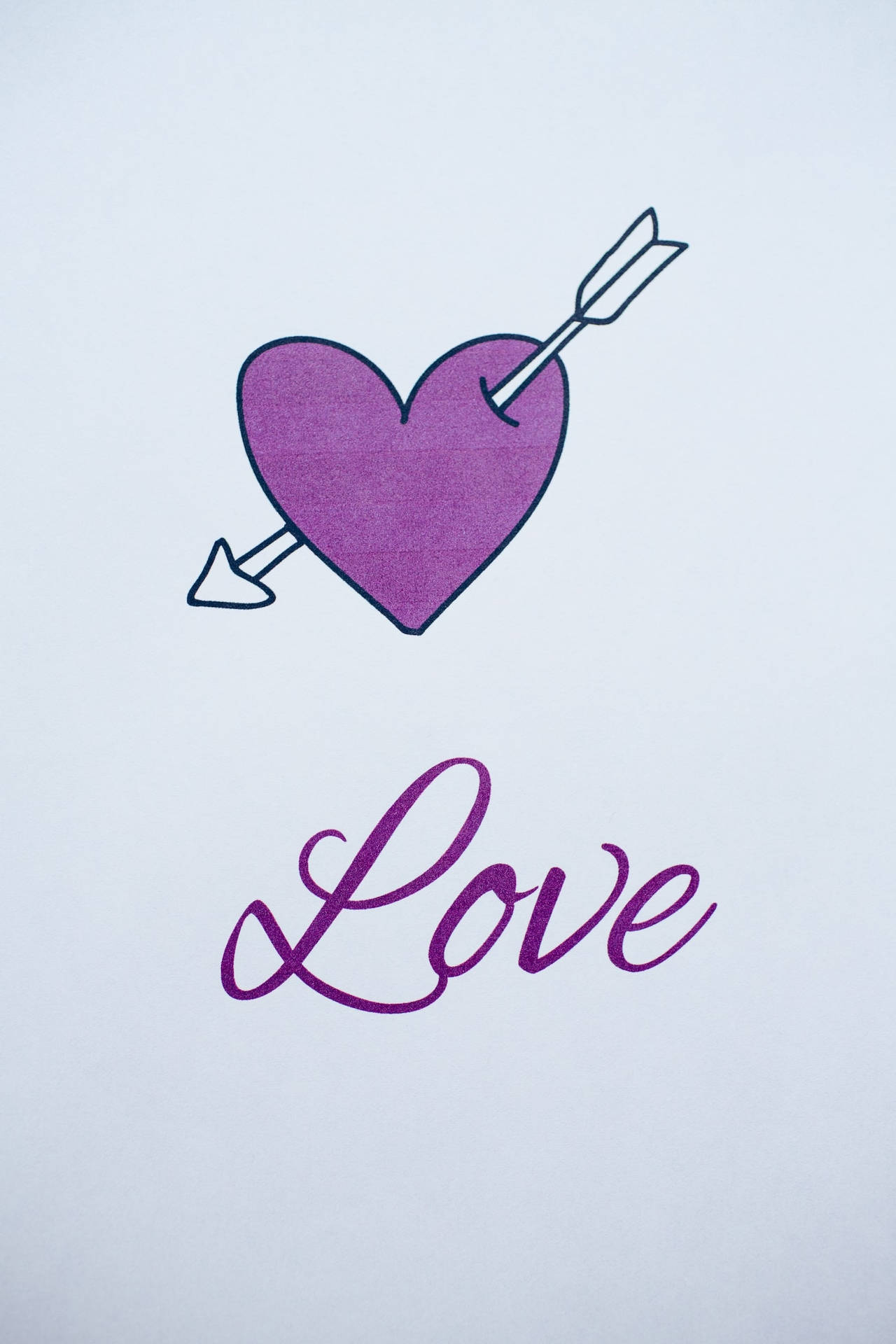 Purple Heart With Arrow Love Drawing Art