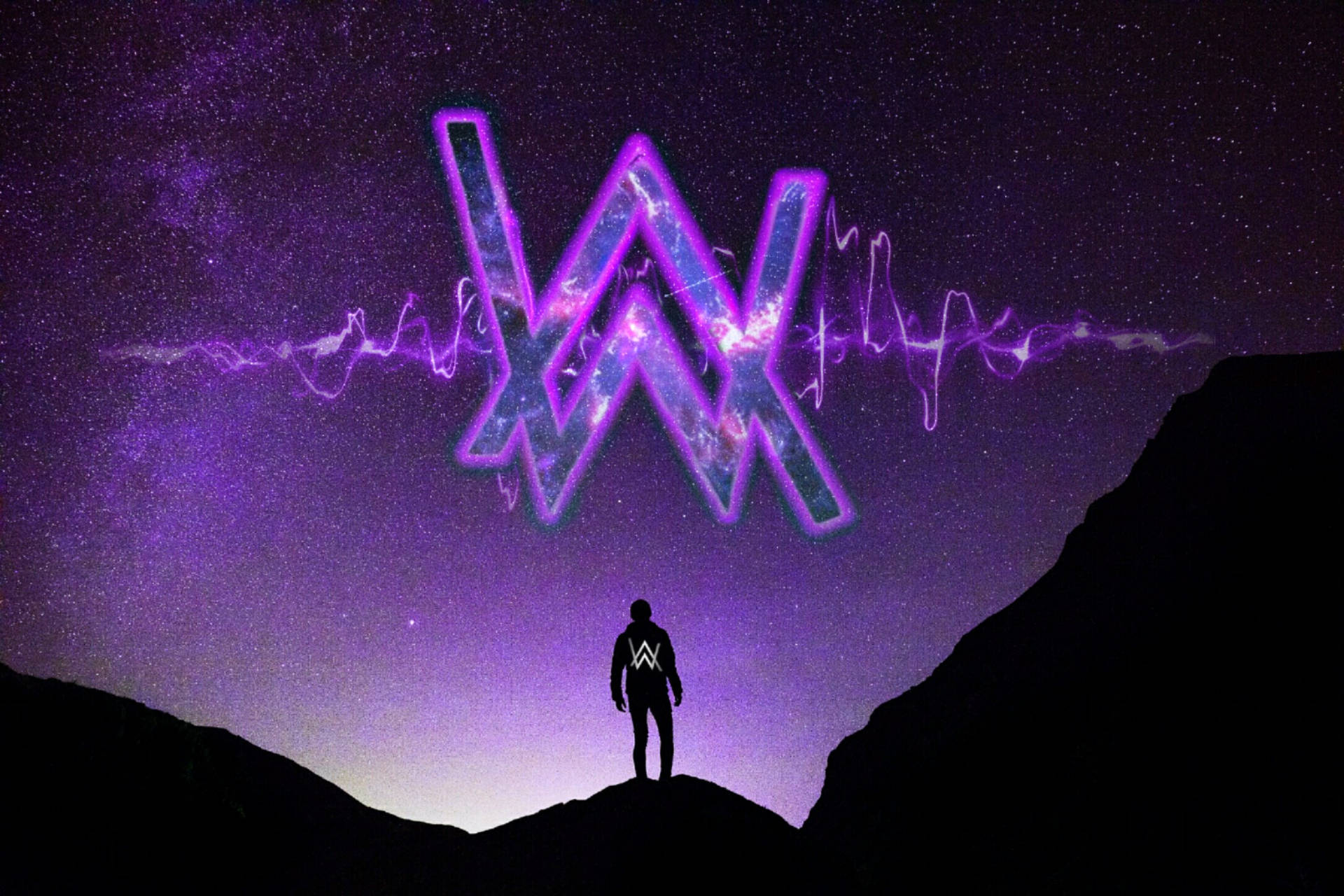 Purple Heartbeat Alan Walker Logo Galaxy Background Background