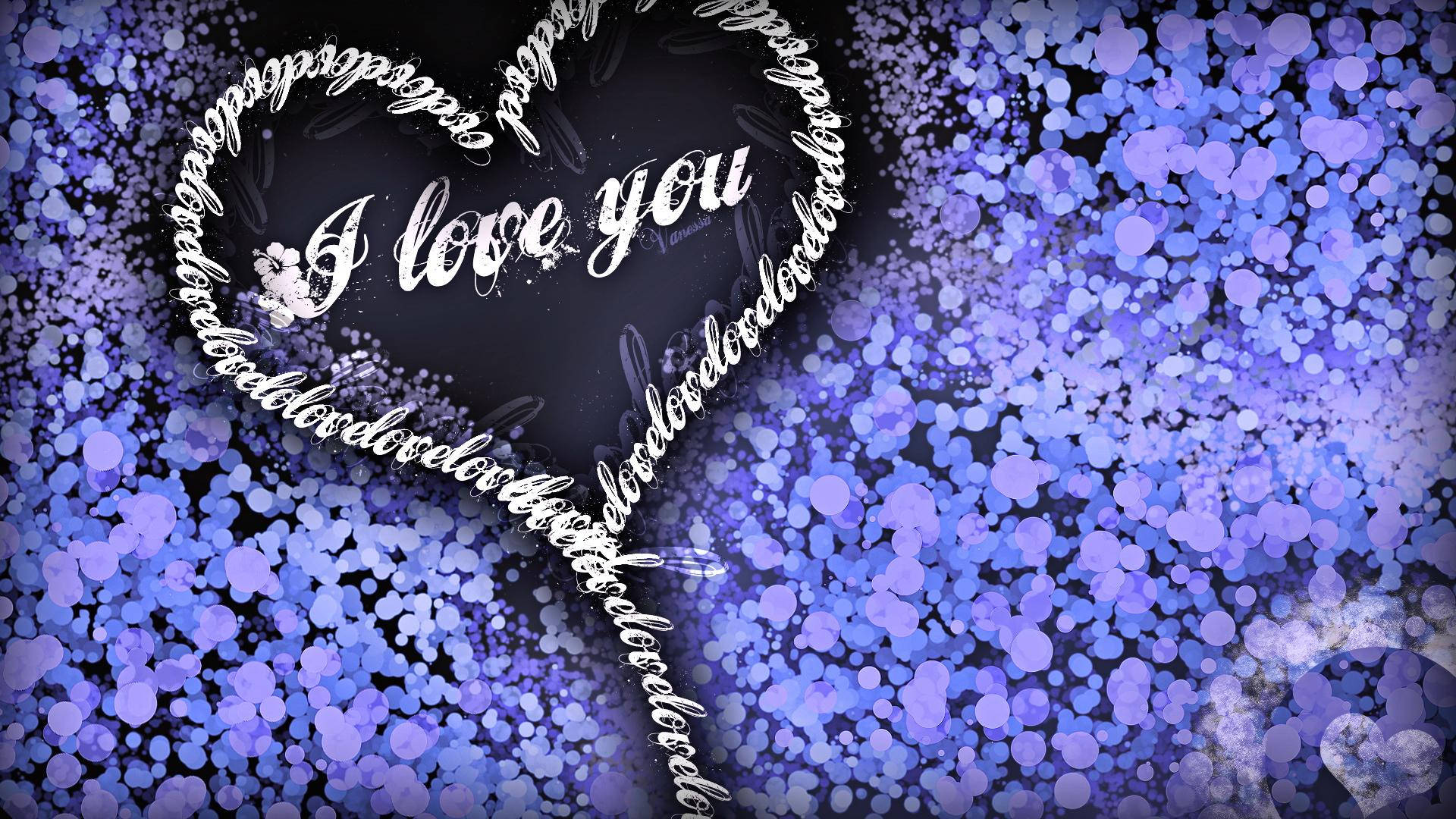 Purple Hearts And White Heart I Love You Background