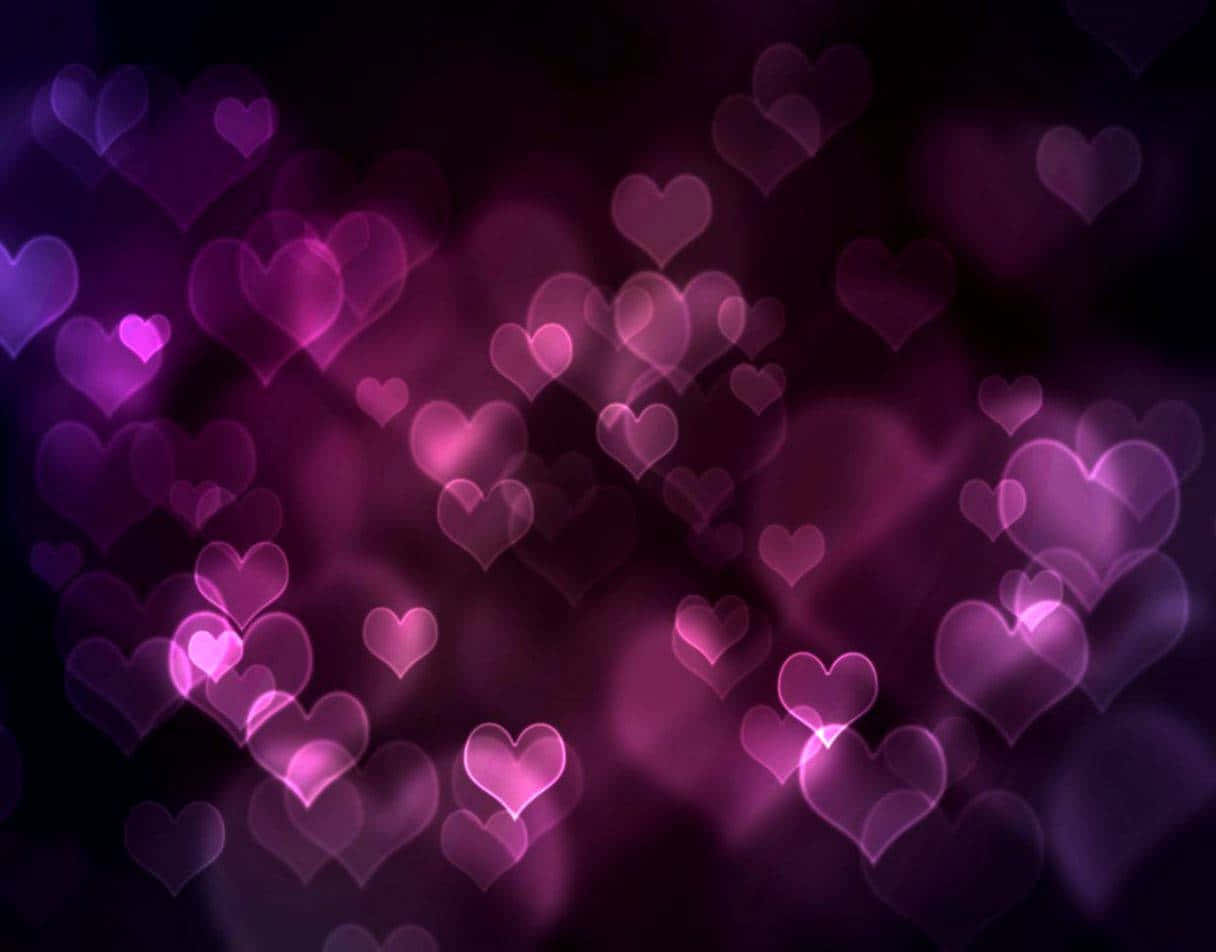 Purple Hearts Glow Desktop Wallpaper Background