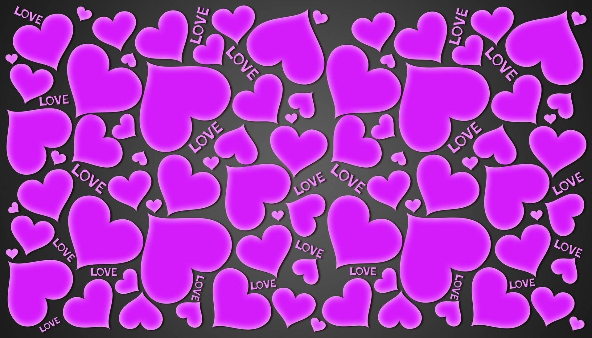 Purple Hearts Small And Big Love Background