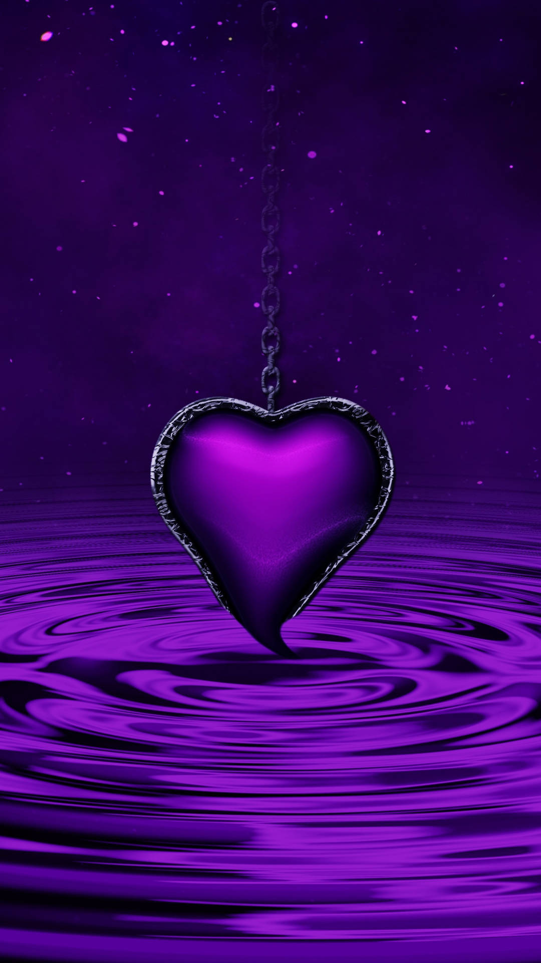 Purple Heat Black Chain Dripped In Water Background