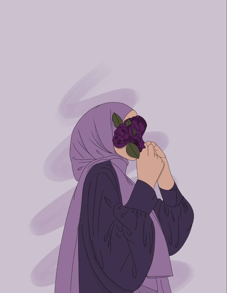 Purple Hijab Cartoon