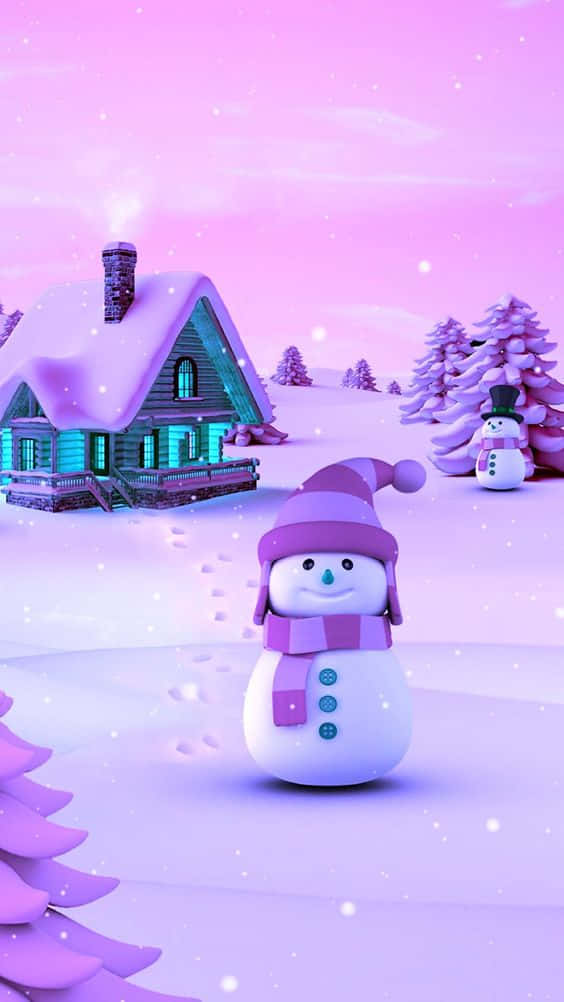 Purple Hued Christmas Snowman Background