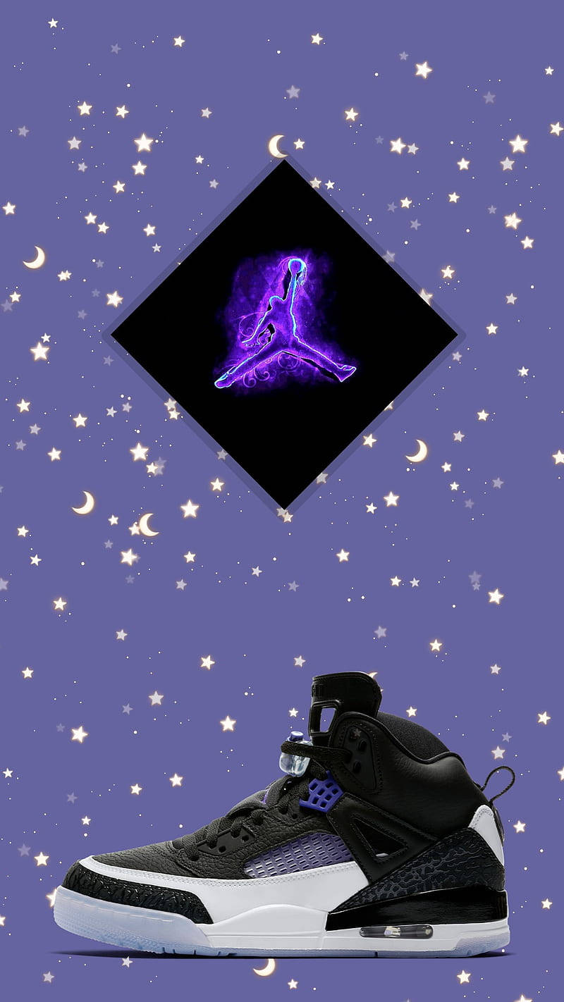 Purple Jordan Black Shoe Background