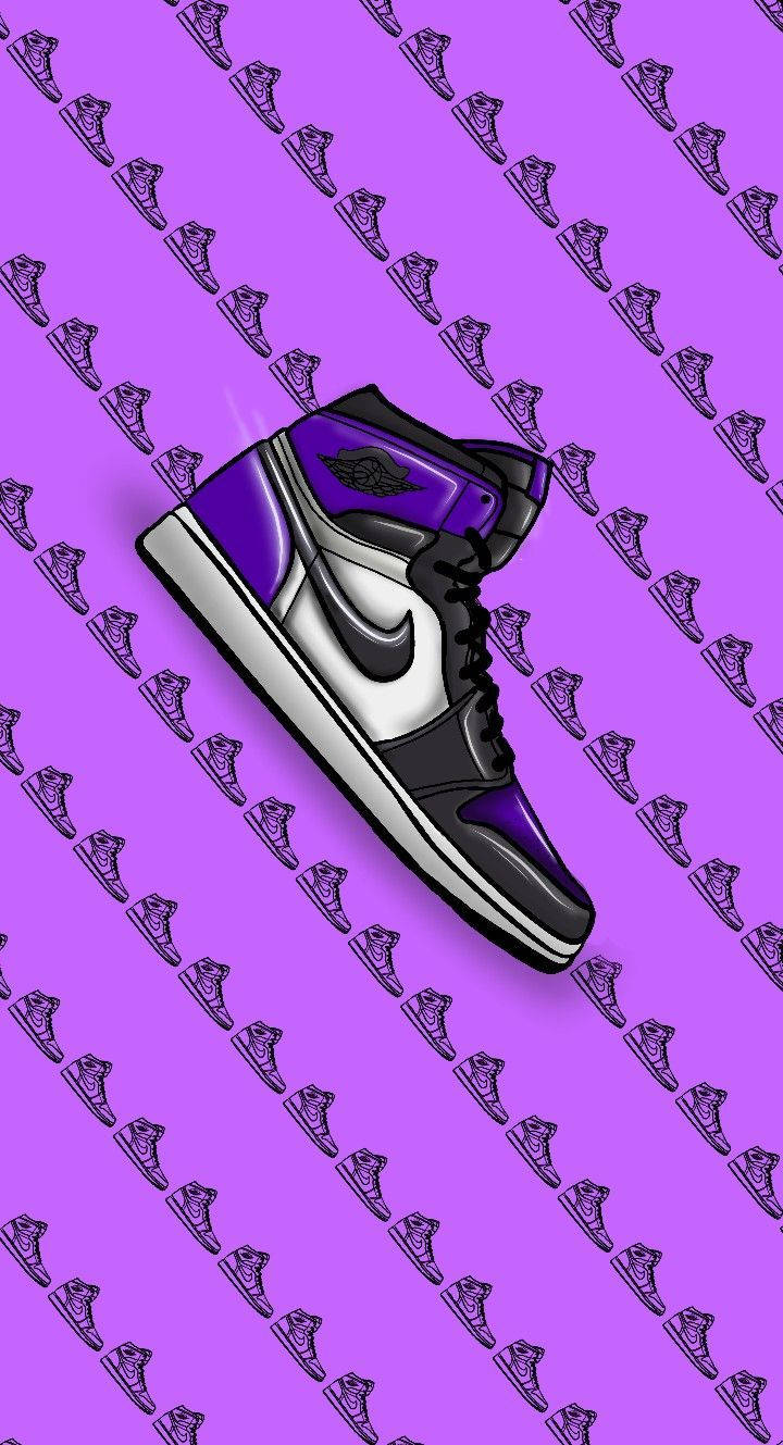 Purple Jordan Shoe Art Background