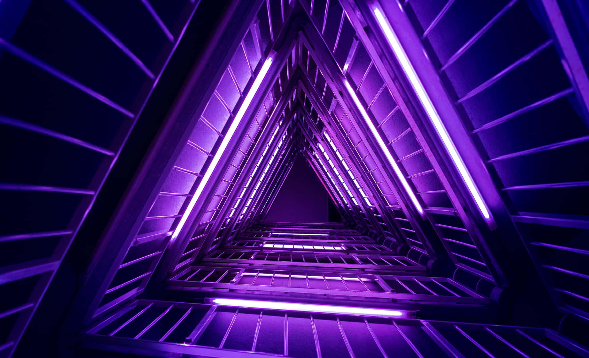 Purple Light In A Dark Tunnel Background