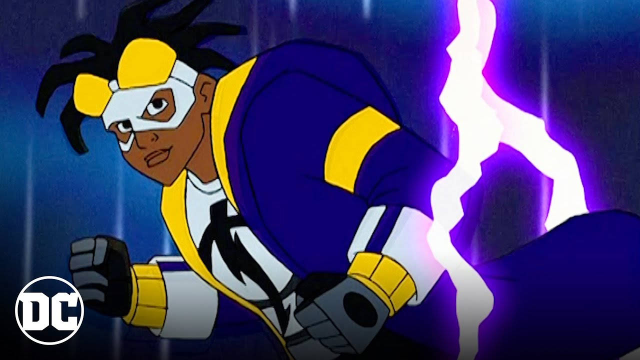 Purple Lightning Static Shock Cartoon Still Background