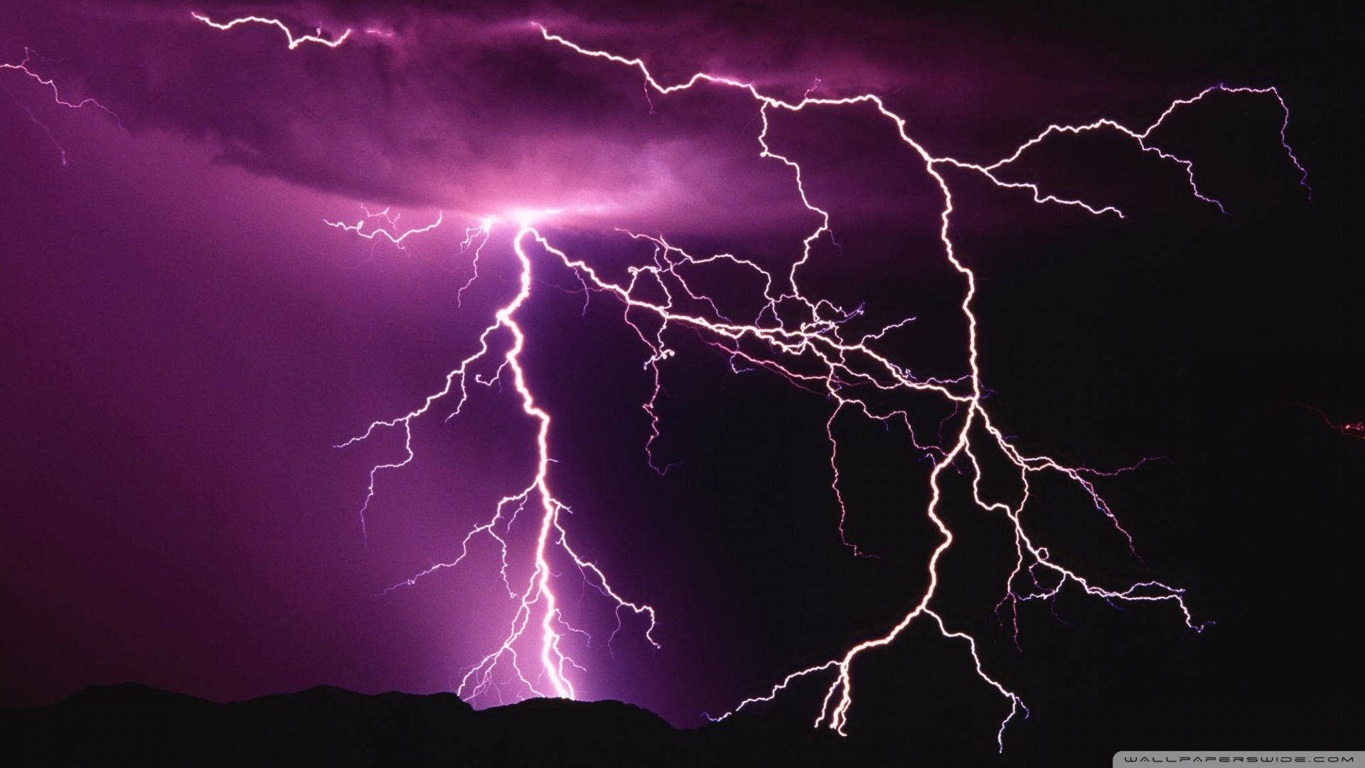Purple Lightning Strikes Background