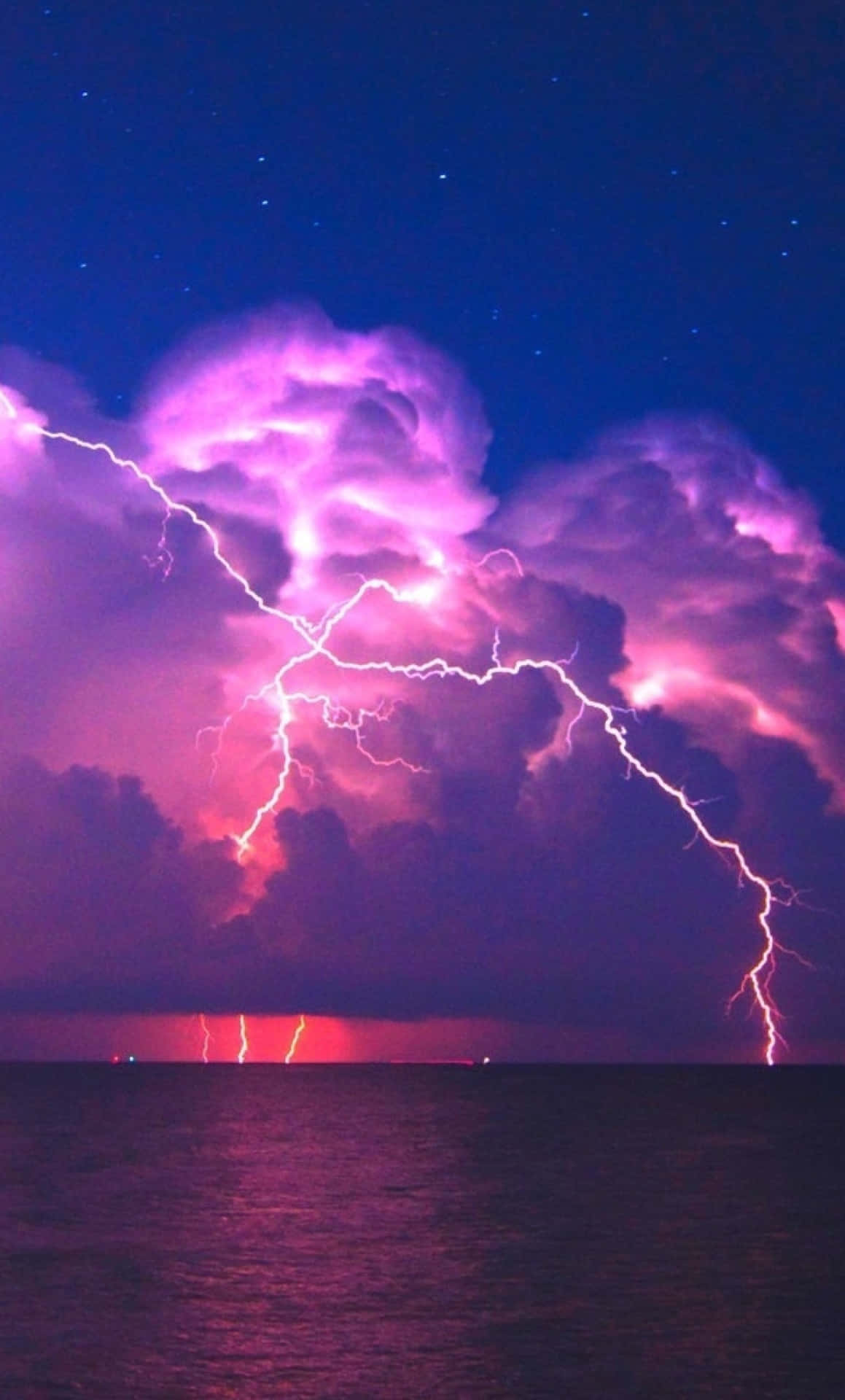 Purple Lightning Strikes In The Sky