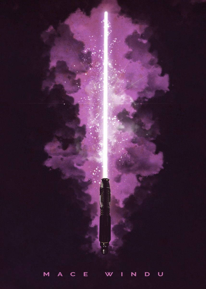 Purple Lightsaber Sparkle And Smoke Background