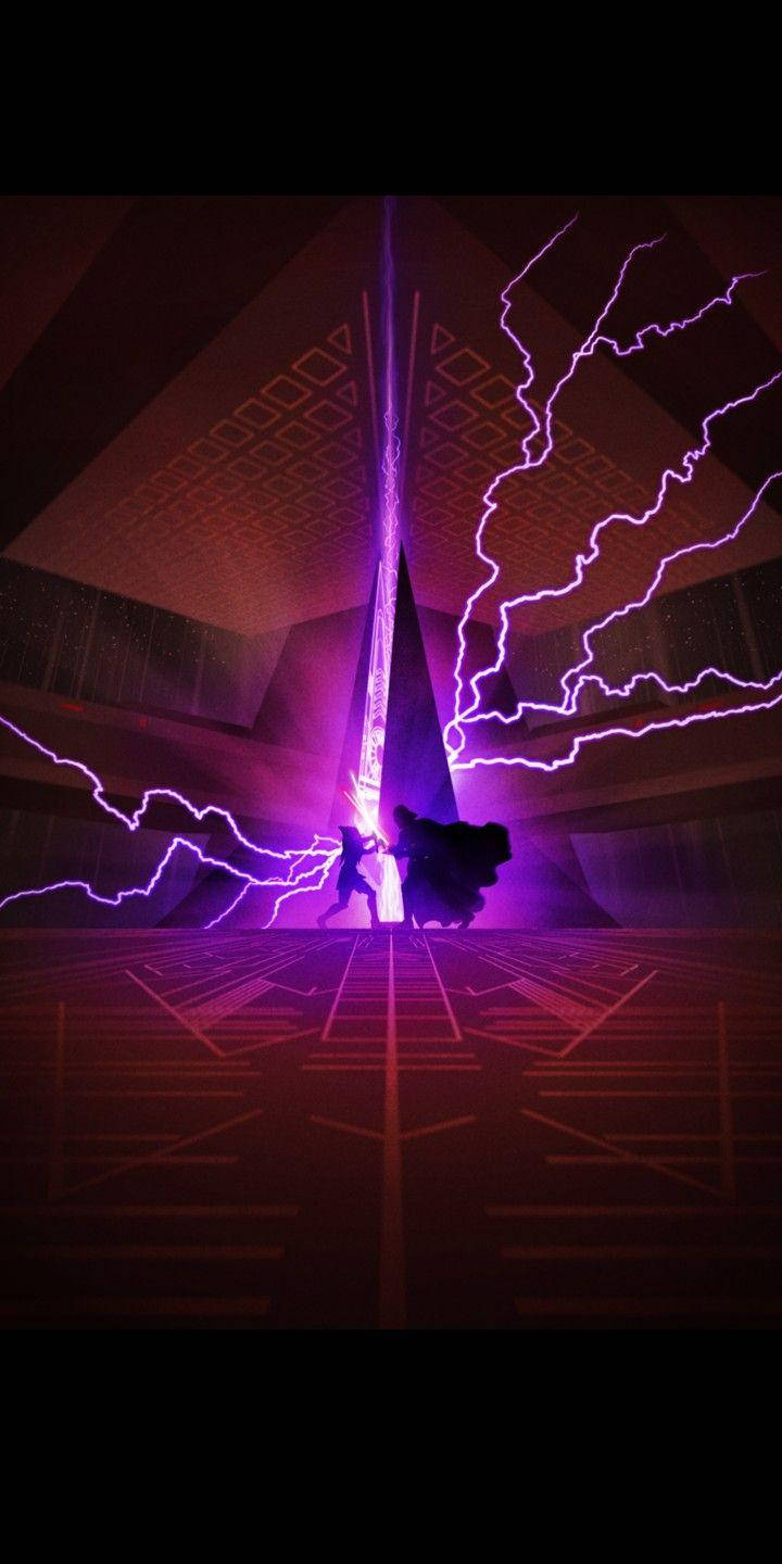 Purple Lightsaber Thunder Background