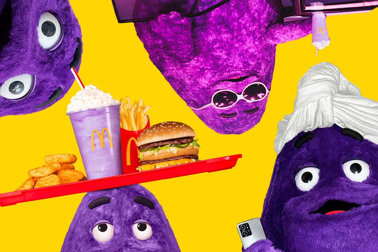 Purple Mascot Fast Food Fantasy Background