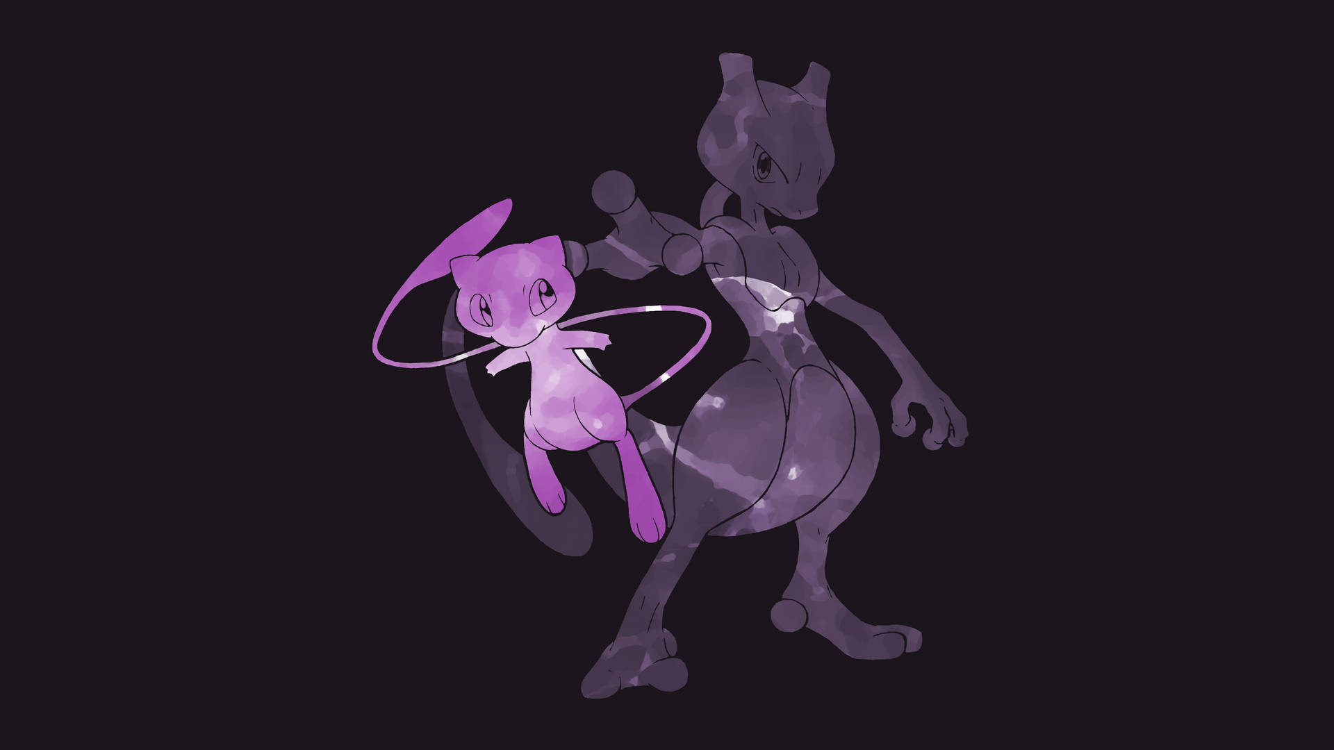 Purple Mew And Mewtwo Background
