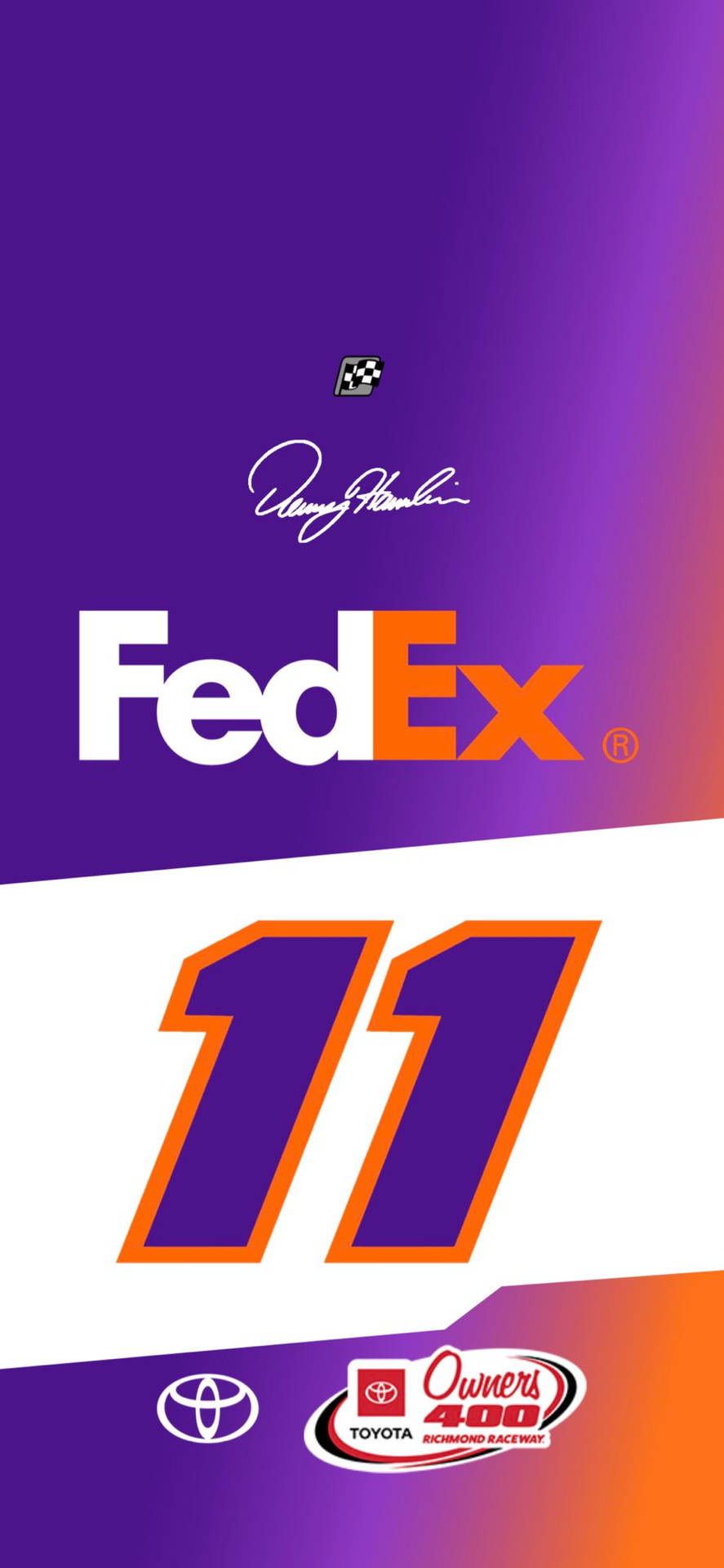 Purple Minimalist Denny Hamlin 11 Number Background