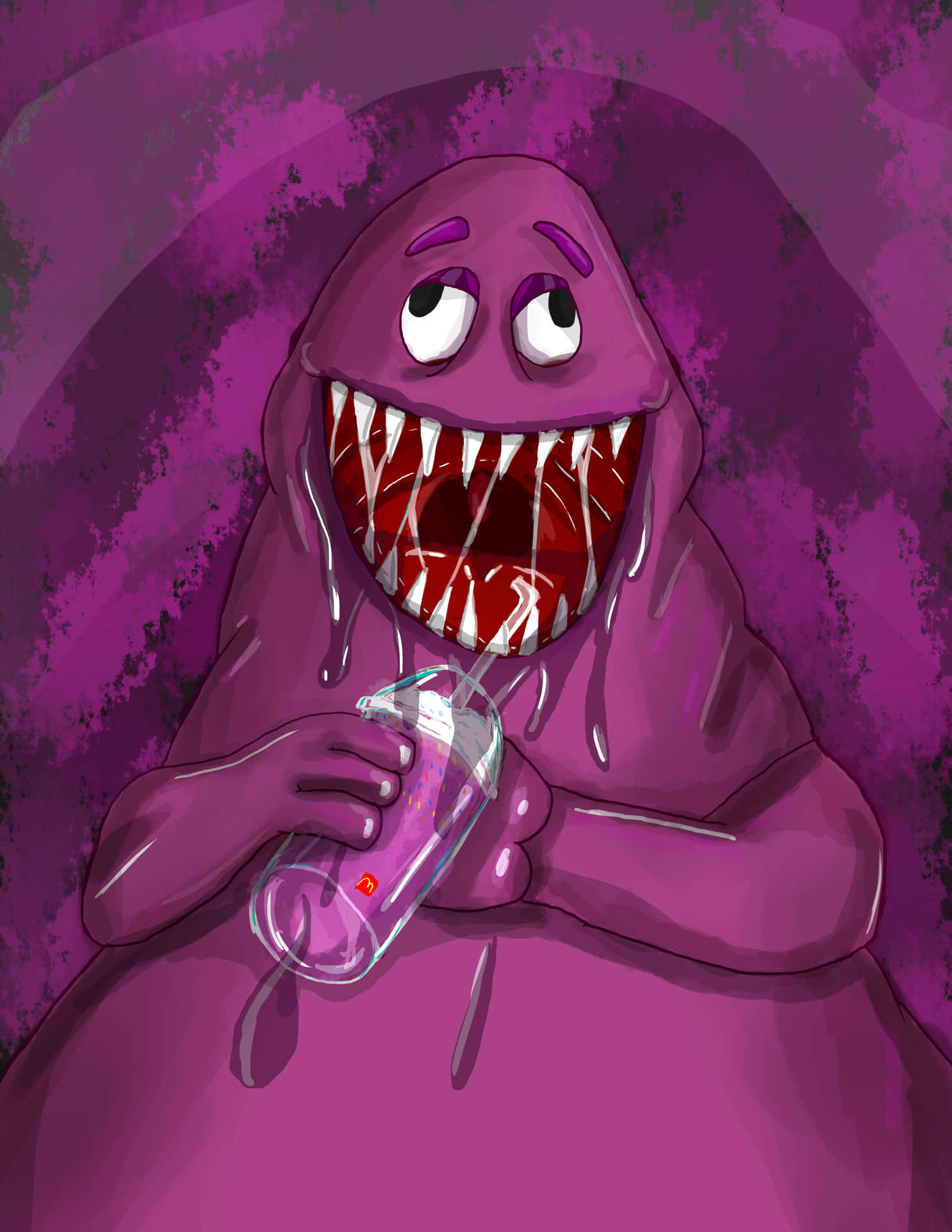 Purple_ Monster_ Grimace_ Drinking