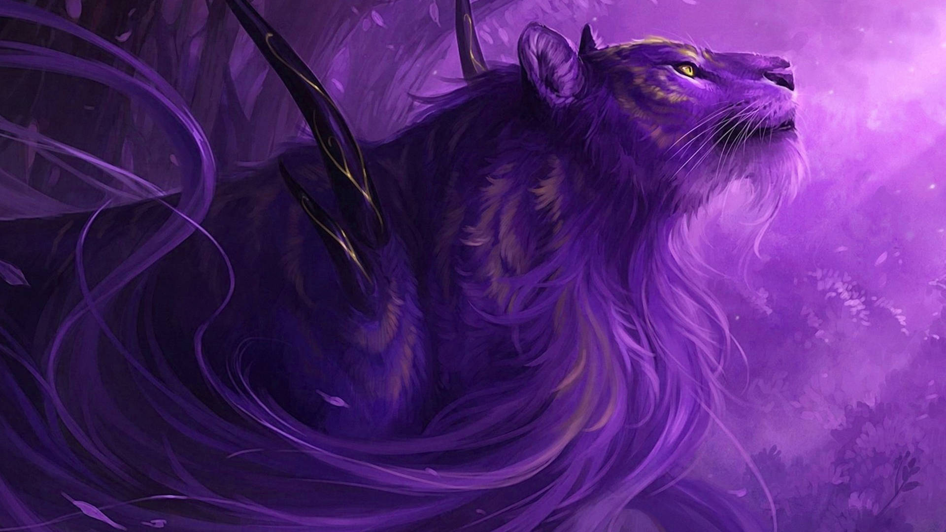 Purple Mythical Lion Background