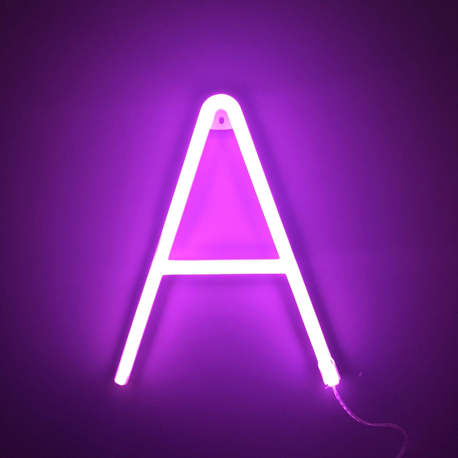 Purple Neon Capital Alphabet Letter A