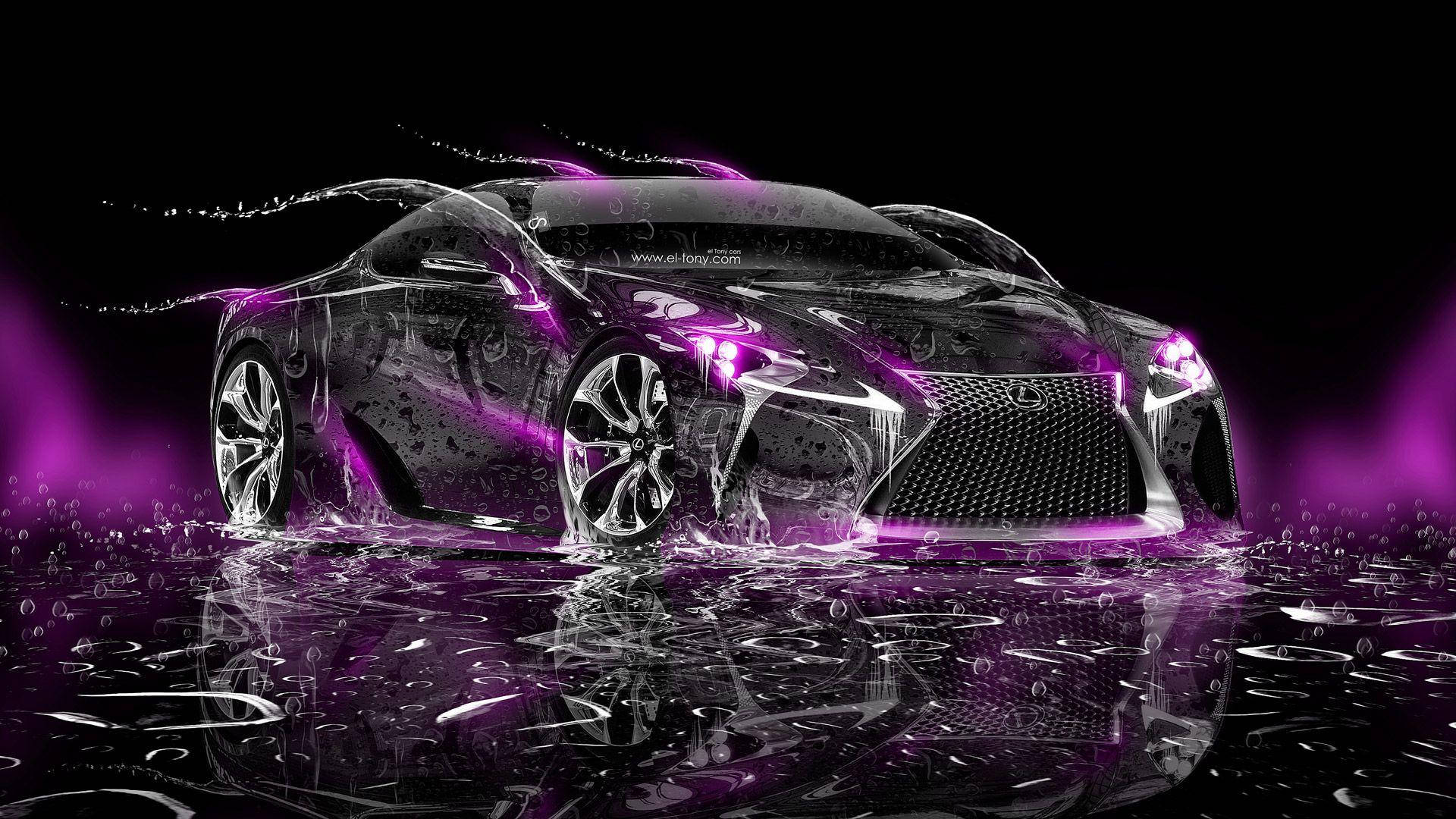 Purple Neon Car Background