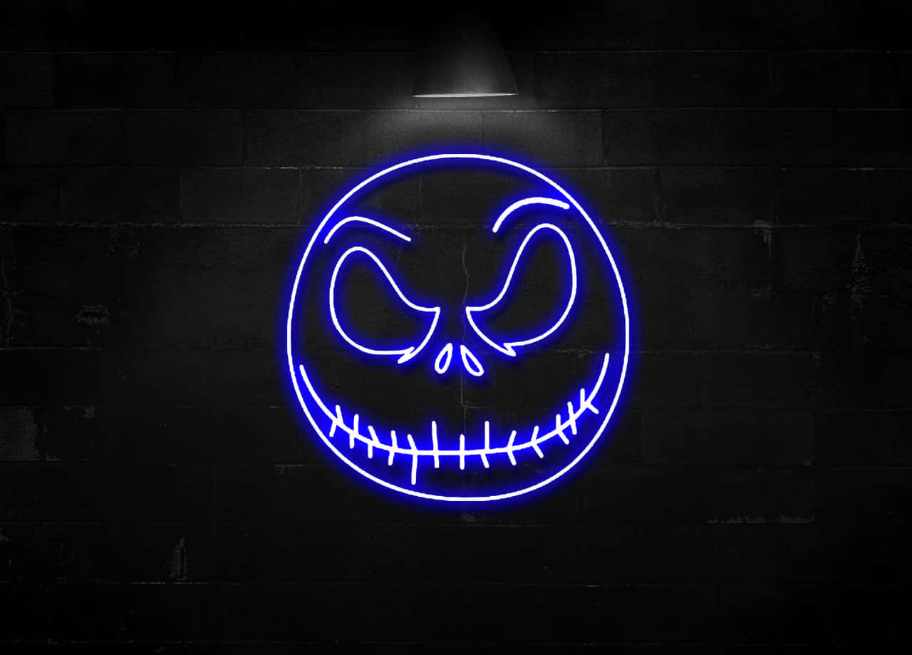 Purple Neon Halloween Face Background