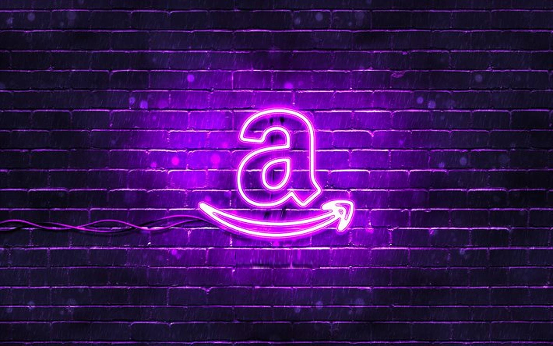 Purple Neon Light Amazon Logo Background