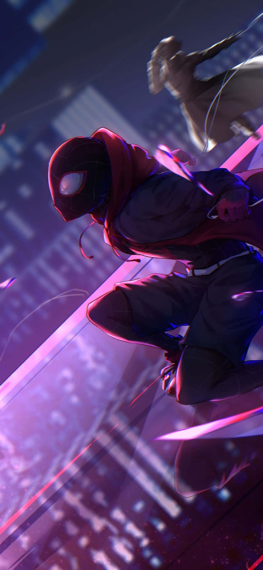 Purple Neon Light Spider Man Miles Morales Iphone Background