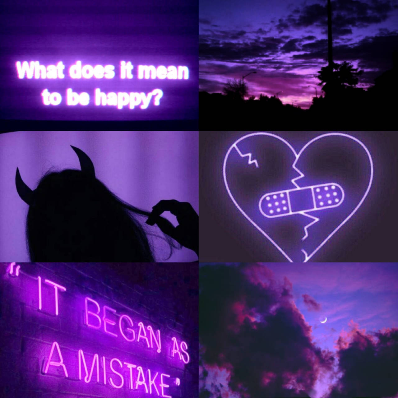 Purple Neon Lights With The Words What Does It Mean To Be Happy Background