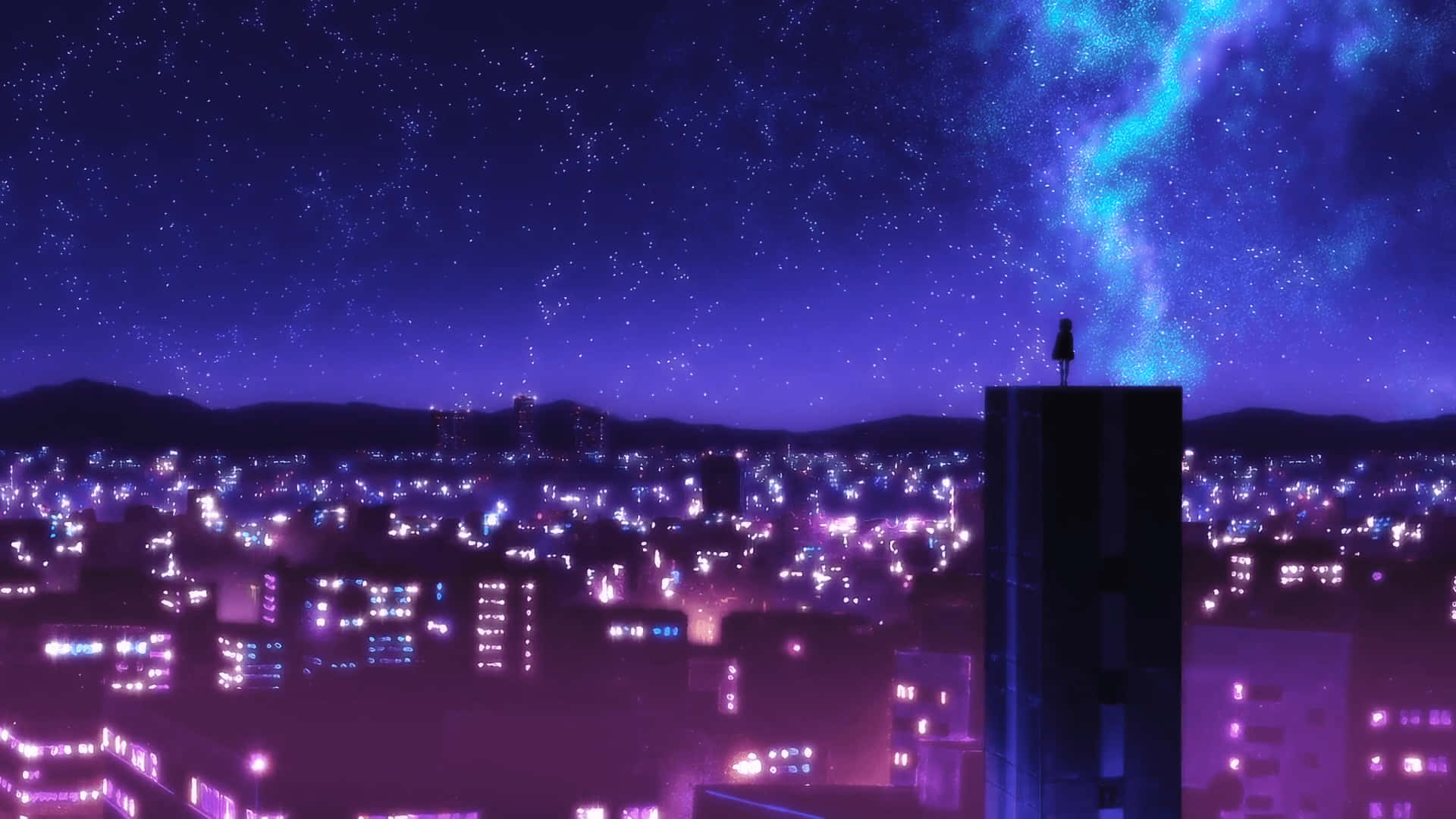 Purple Night Anime City