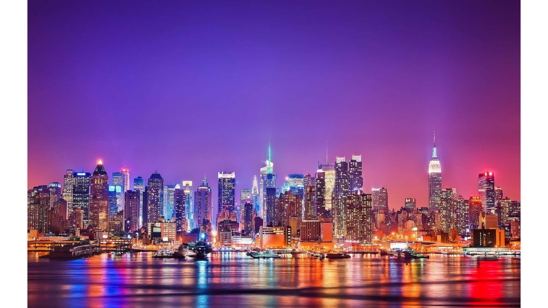 Purple Night New York City Landscape Background