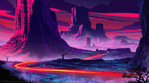 Purple Night Pretty Landscape Background