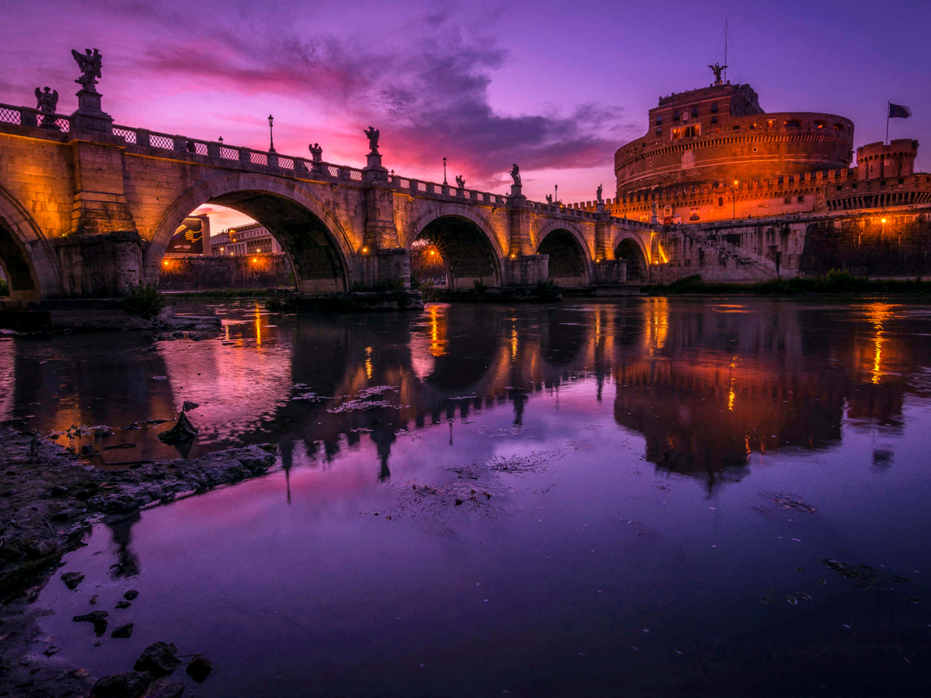 Purple Night Sky At Castel Santangelo