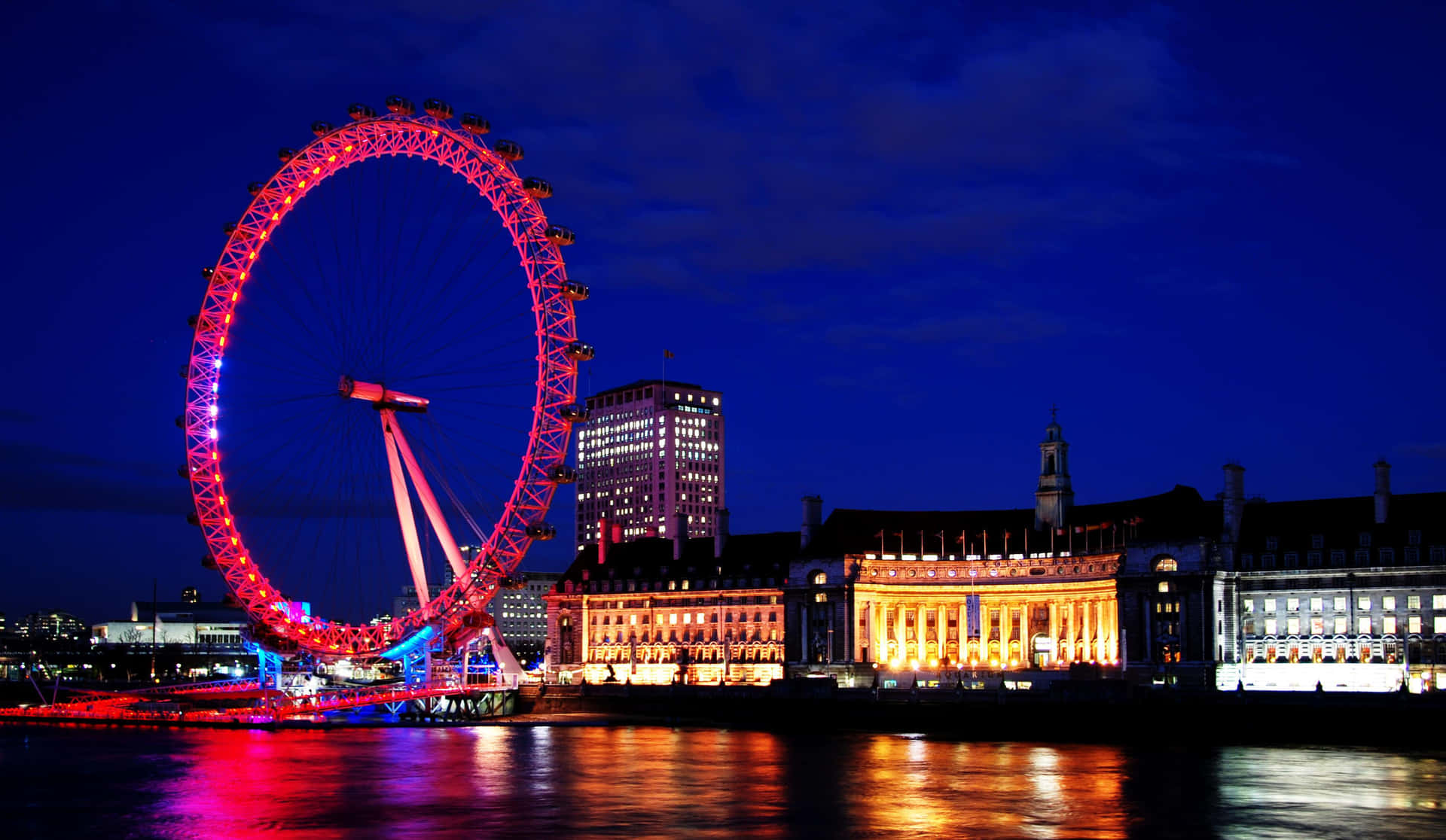Purple Night Sky Over London Eye Background
