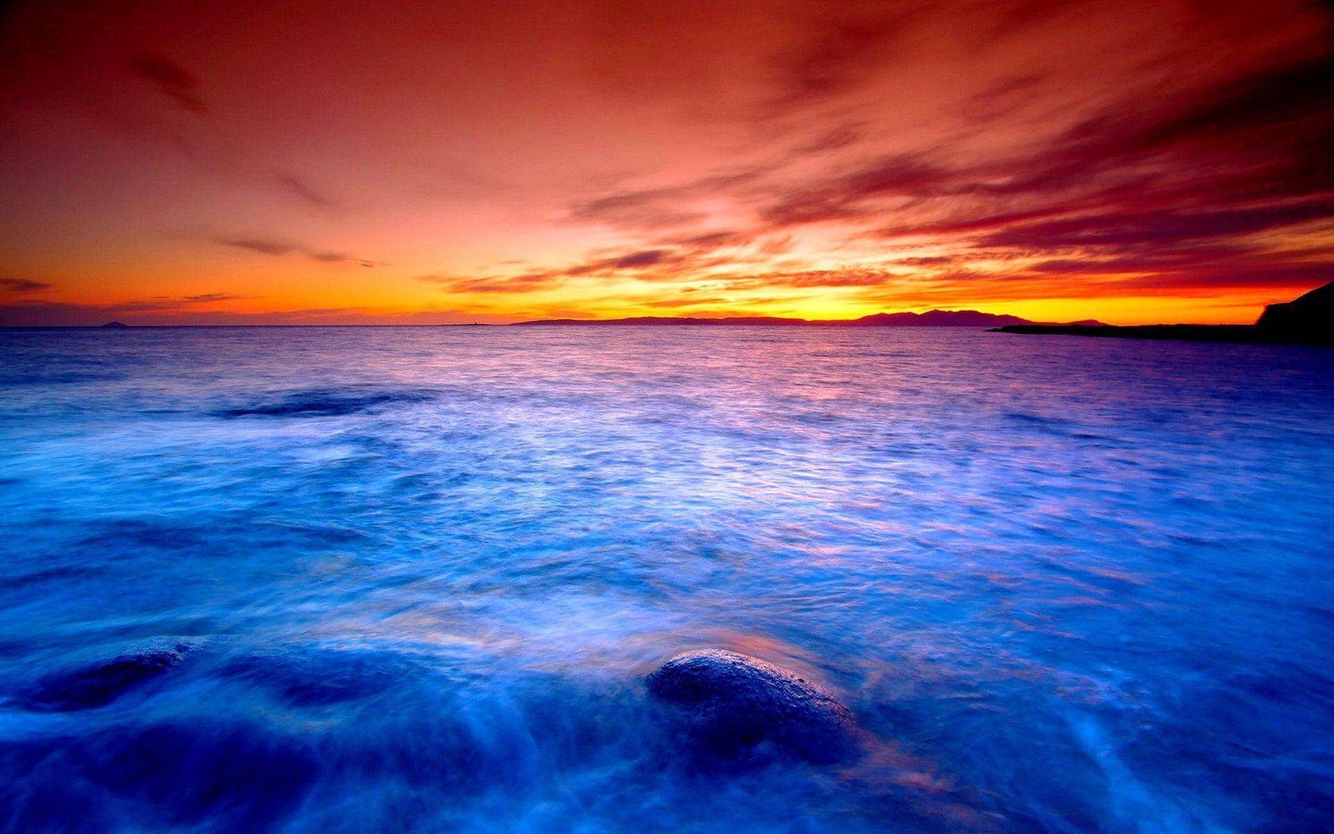 Purple Ocean Sunset View
