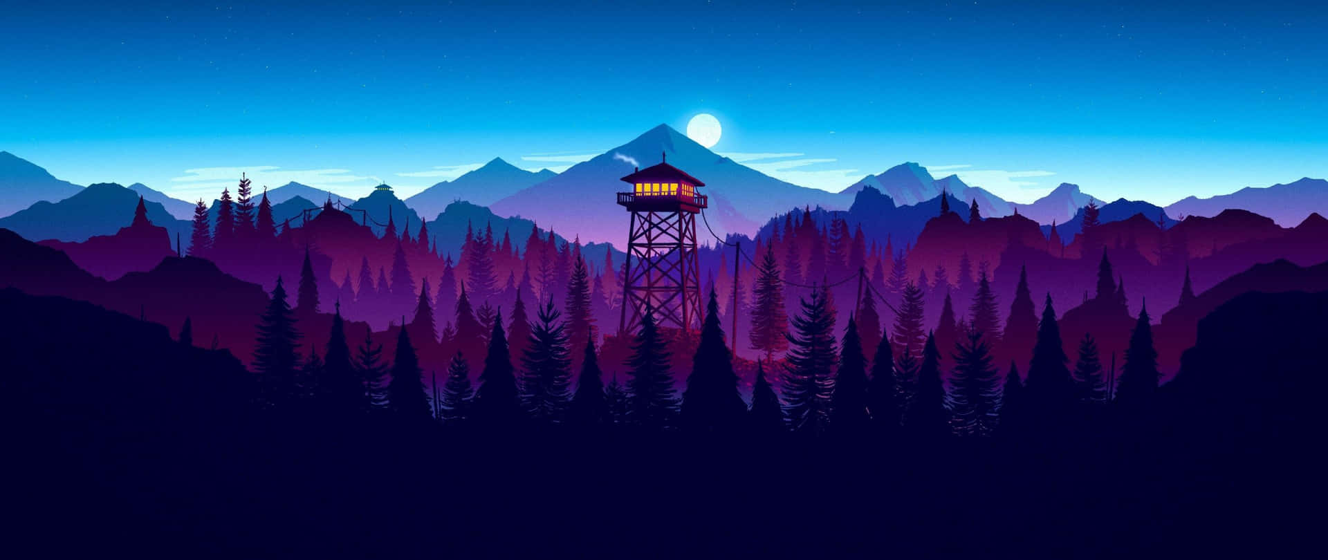 Purple Ombre Forest Art 2560x1080 Background