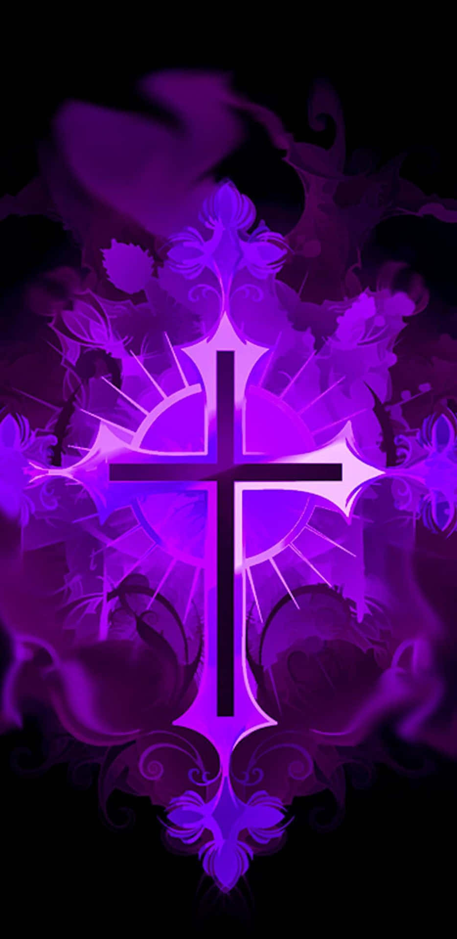 Purple Ornate Beautiful Cross Digital Illustration