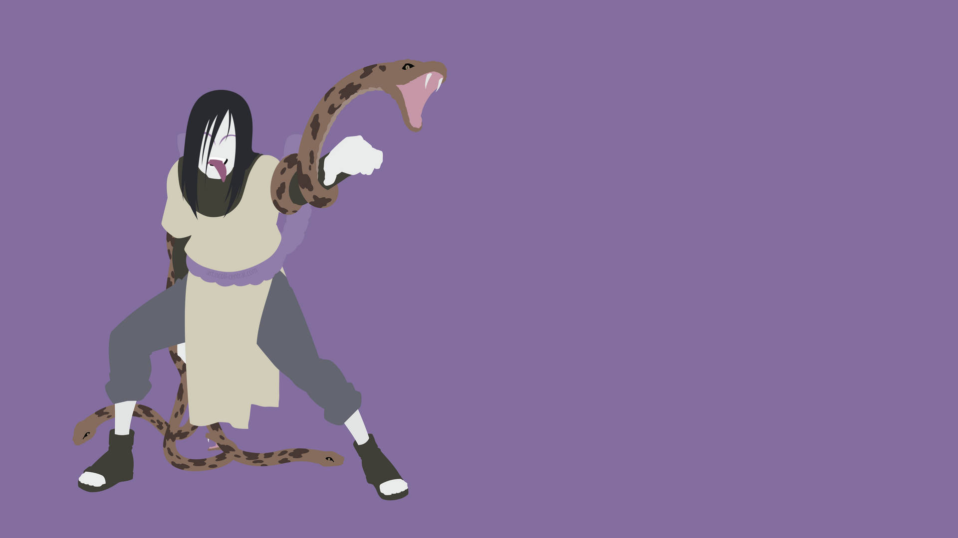 Purple Orochimaru And Snake Background