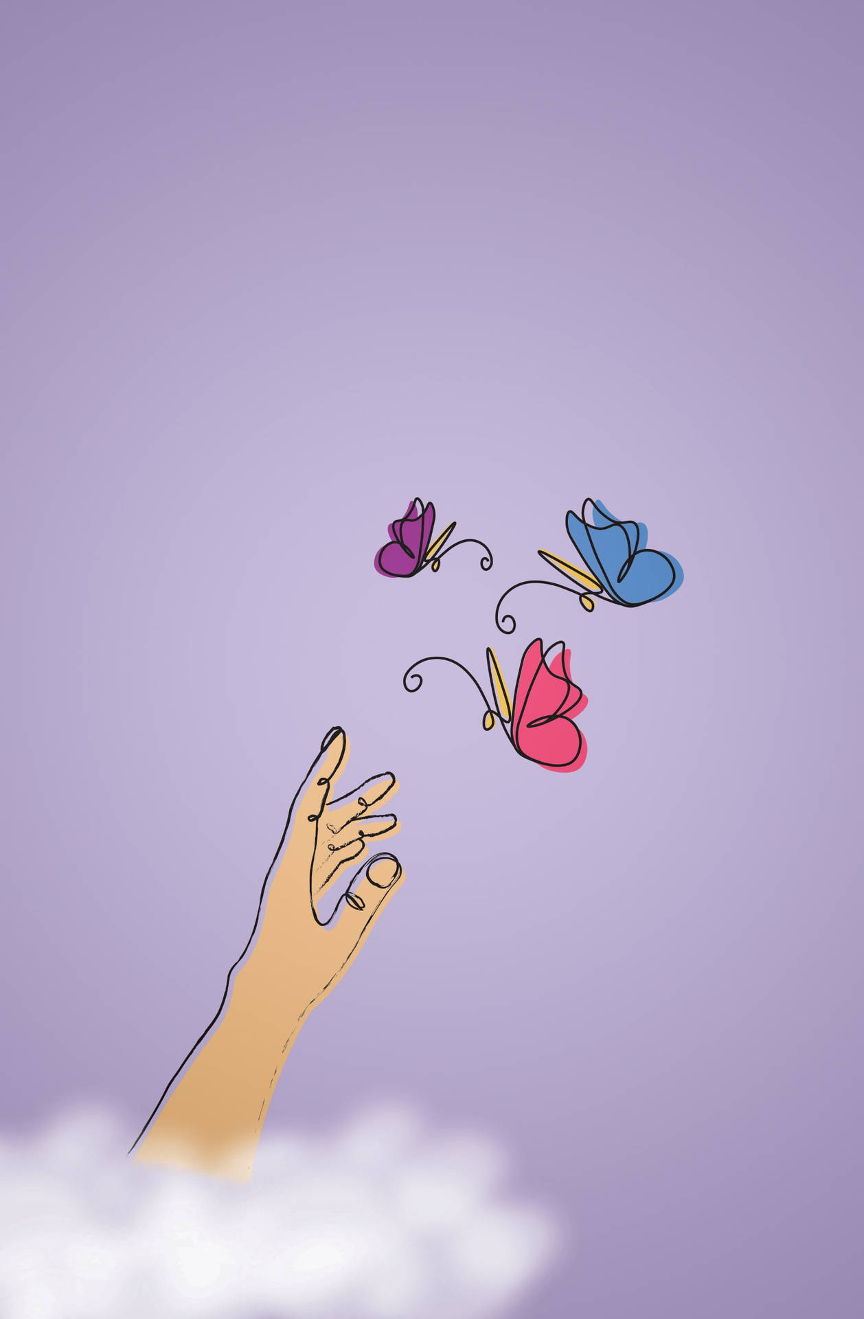 Purple Pastel Aesthetic Butterflies Background